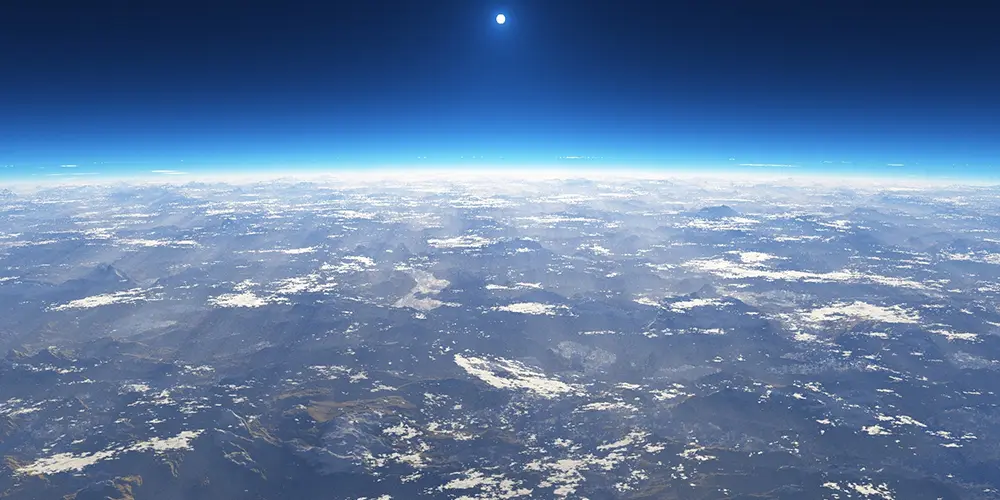 the earth seen from a space satellite