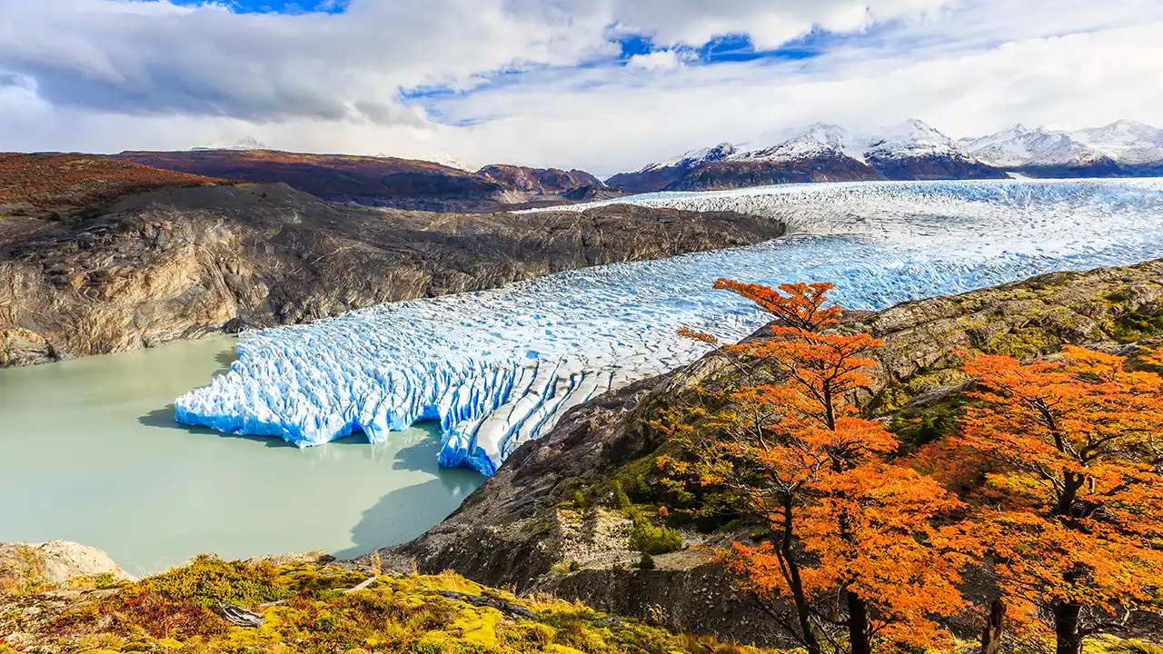 A glacier receding